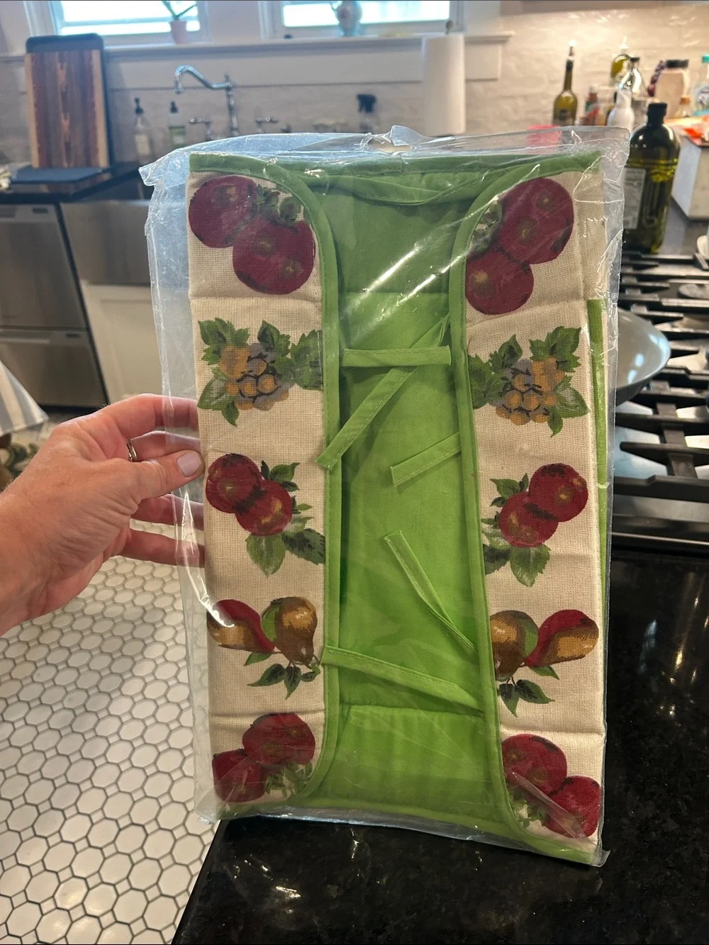 Vintage Green Floral Bread Basket Liner
